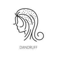 Dandruff, hair care and treatment outline icon vector