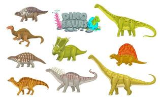 Cartoon dinosaurs animals funny characters vector