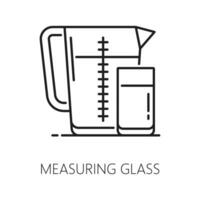 Measuring cup for cooking, beaker and glass vector