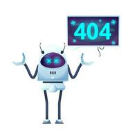 404 página con dibujos animados pantalla y gracioso robot vector