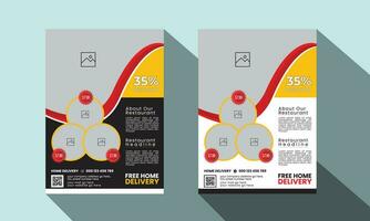 Eye catching, Modern, Professional and Creative food banner, flyer or template design with circle, rectangle, hexagon and triangle A4 layout Pro Vector