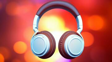 AI generated headphones on a colored background, headphones on background, headphones wallpaper, music banner photo