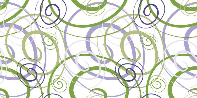 Seamless linear geometric pattern with spirals. Abstract line drawing. Irregular chaotically crossed curved lines texture. Colorful flat simple minimalistic background. Trendy textile design.
