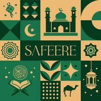 Eid Mubarak Safeere seamless pattern in scandinavian style postcard with Retro clean concept design vector