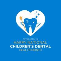 febrero es nacional para niños dental salud mes. proteger dientes y promoviendo bueno salud, fiesta concepto para bandera, póster, tarjeta y antecedentes diseño. vector ilustración.