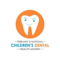 febrero es nacional para niños dental salud mes. proteger dientes y promoviendo bueno salud, fiesta concepto para bandera, póster, tarjeta y antecedentes diseño. vector ilustración.