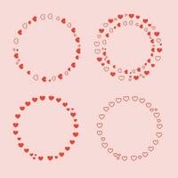 Set of circle Frames of hearts, Heart circle round frames vector