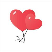 red two heart shaped balloons vector