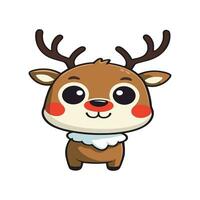 Vector cartoon style cute little red nose deer