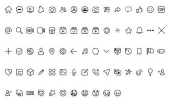 All Facebook Icons Set, Social media ui vector icon set