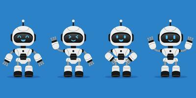 Robot, chat bot neural network, AI servers and robots technology. Set of cute robot ai character. vector