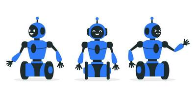 Robot, chat bot neural network, AI servers and robots technology. Set of cute robot ai character. vector