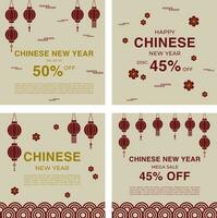 Social media promotion template set special chinese new year vector