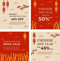 Discount template set for chinese new year vector