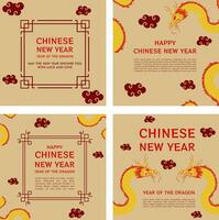 dragon illustration template for chinese new year post vector