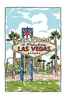 las vegas vector illustration in abstract line style