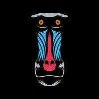 illustration of a mandrill's face on a black background vector