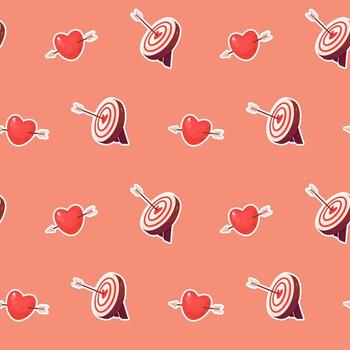 sin costura modelo con corazón y objetivo vector