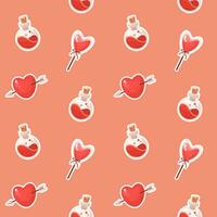 Seamless pattern with heart, candy and love potion vector