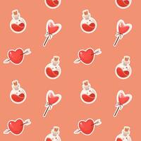 Seamless pattern with heart, candy and love potion vector