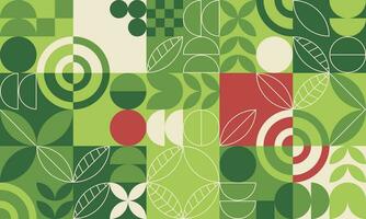 Abstract geometric seamless green pattern with leaves vector