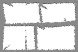 piezas de Rasgado blanco Nota papel diferente formas aislado en gris antecedentes realista vector ilustración, bloc Rasgado papel para mensaje nota, página o bandera y cartulina blanco rasgado pedazo tiras