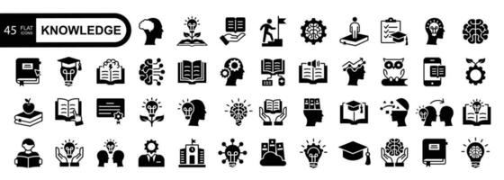 Knowledge flat icon set. Vector illustration.