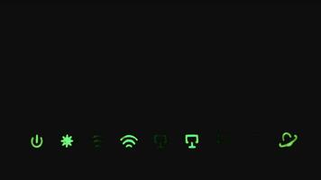 Green flashing router lights on dark background with empty space for insertion. video