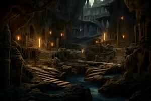 AI generated Intricate Labyrinth cavern. Generate Ai photo
