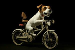 AI generated Quirky Jack russell dog bike hipster. Generate Ai photo