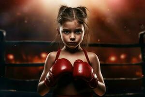 AI generated Girl boxer ring sport. Generate Ai photo