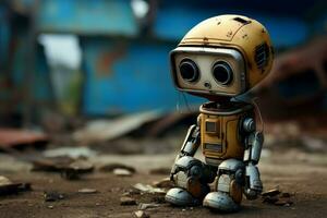 AI generated Charming Little cute domestic robot. Generate Ai photo