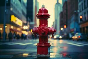 AI generated Metallic Hydrant street city. Generate Ai photo