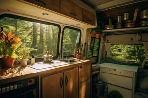 AI generated Mobile Kitchen campervan. Generate Ai photo