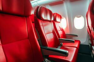 AI generated Spacious Empty aircraft red interior. Generate Ai photo