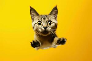 AI generated Vibrant Jumping cat background. Generate Ai photo