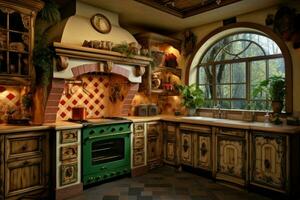 AI generated Italian kitchen oven. Generate Ai photo