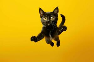 AI generated Jumping cat background. Generate Ai photo