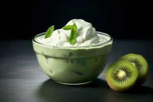 ai generado Leche kiwi yogur. generar ai foto