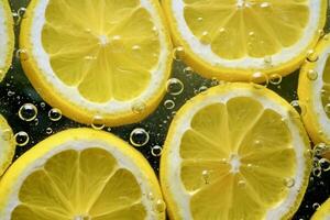 AI generated Refreshing Lemon slices water. Generate Ai photo