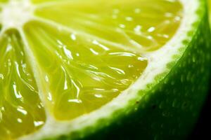 AI generated Vibrant Lime slice closeup. Generate Ai photo