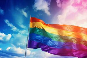 AI generated Lgbt flag on sky. Generate Ai photo