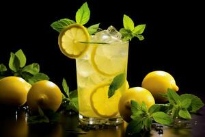 AI generated Tangy Lemon sparkling drink. Generate Ai photo