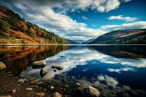 AI generated Loch ness lake. Generate Ai photo