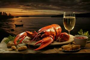 AI generated Delectable Cooked lobster seafood. Generate Ai photo