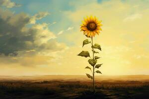 AI generated Lonely sunflower. Generate Ai photo