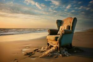 ai generado cómodo playa sillas. generar ai foto