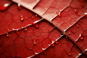 AI generated Enormous Macro leaf red. Generate Ai photo