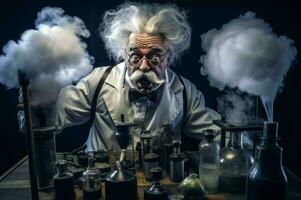 AI generated Eccentric Mad old scientist. Generate Ai photo