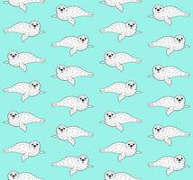 Vector seamless pattern of hand drawn baby seal